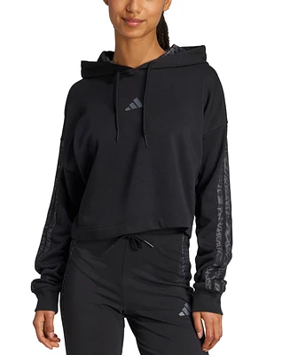 adidas Women's Printed 3-Stripe French Terry Pullover Hoodie