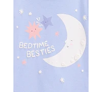 Carter's Toddler Girls Moon & Stars 100% Snug-Fit Cotton Pajamas, 4 Piece Set