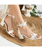 Flora Lace Bridal Low Heel Sandals