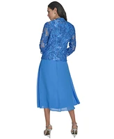 Jessica Howard Petite Lace Jacket & Chiffon Midi Dress Set