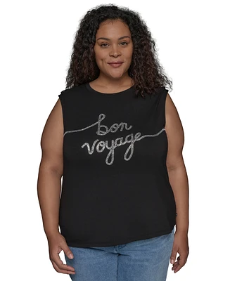 Karl Lagerfeld Paris Plus Bon Voyage Graphic Top