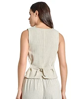 Jones New York Petite Four-Button Pinstripe Vest