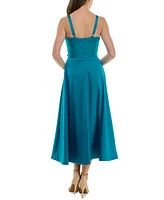 Taylor Women's Pleated Sweetheart-Neck Mikado Dress