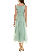 Taylor Women's Flocked Dot Rosette-Trim Midi Dress