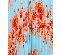 Betsy & Adam Women's Floral-Print Blouson-Sleeve Pleated Gown