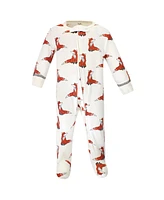 Touched by Nature Baby Boys Organic Cotton Zipper Sleep and Play 3pk, Boho Fox, 0-3 Months