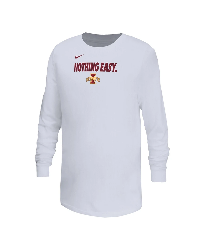 Nike Big Boys and Girls White Iowa State Cyclones 2025 Legend Bench Long Sleeve T-Shirt