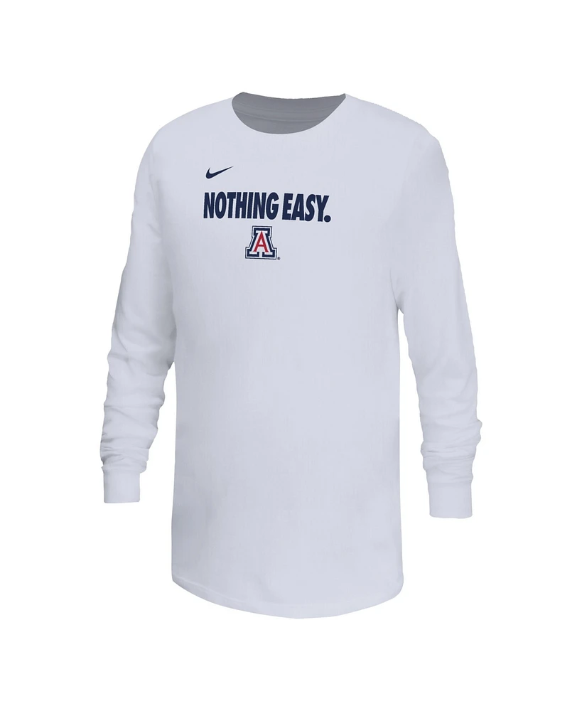 Nike Big Boys and Girls White Arizona Wildcats 2025 Legend Bench Long Sleeve T-Shirt