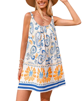 Cupshe Women's Greek Getaway Paisley Mini Beach Dress