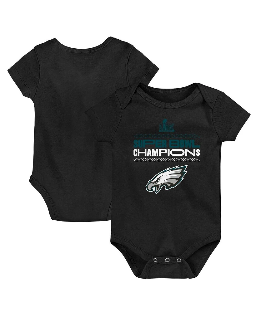 Outerstuff Baby Boys and Girls Black Philadelphia Eagles Super Bowl Lix Champions Stack Bodysuit