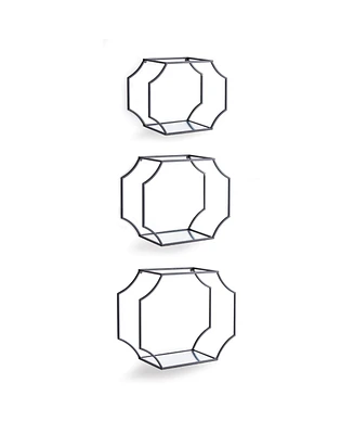 19.75"W x 7"D x 15.5"H and 17.75"W x 7"D x 14"H and 15.75"W x 7"D x 11.75"H Hudson Mirrored Wall Shelves Set of 3