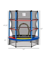 Outsunny Φ5FT Kids Trampoline with Enclosure Net,