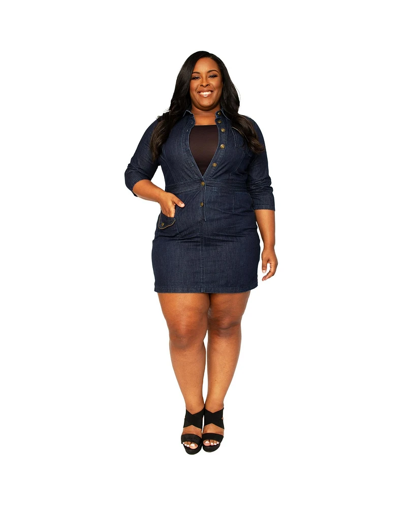 Poetic Justice Plus Denim Side Zip Mini Dress