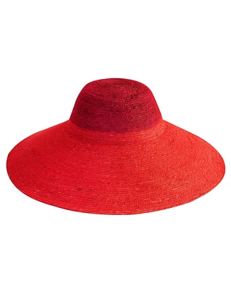 Riri Duo Jute Handwoven Straw Hat In Red & Maroon