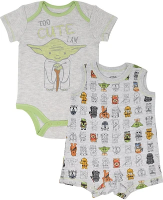 Star Wars Baby Boys Yoda Bodysuit and Romper