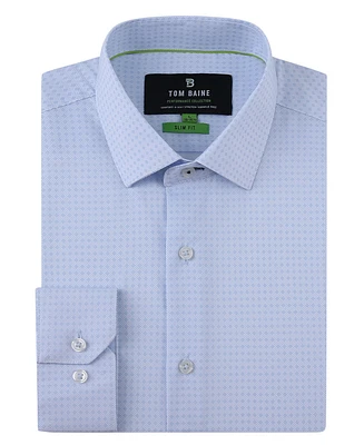 Tom Baine Men's Four Way Stretch Geo Print Button Down Dress Shirt