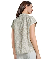 Jones New York Petite Tied Button-Front Blouse