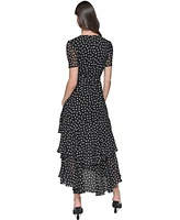 Karl Lagerfeld Dress Petite Chiffon Polka-Dot