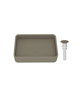 20x13 Inch Rectangular Bathroom Cement Art Basin with Matching Color Drain, Durable and Stylish for Your Unique Bathroom