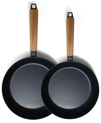 Alva Forest 2-Piece Professional Carbon Steel Cookware Set - Pre-Seasoned Non-Toxic Frying Pans - Chemical-Free, Traditional Cooking Surface