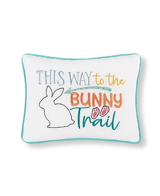 9" x 12" Easter "This Way to The Bunny Trail" Embroidered Spring Themed Small/Petite Accent Throw Pillow