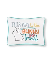 9" x 12" Easter "This Way to The Bunny Trail" Embroidered Spring Themed Small/Petite Accent Throw Pillow