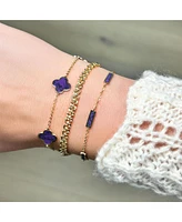 The Lovery Small Amethyst Clover Bracelet 14K Gold