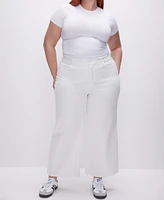 Good American Women's Waist Cropped Palazzo Jeans