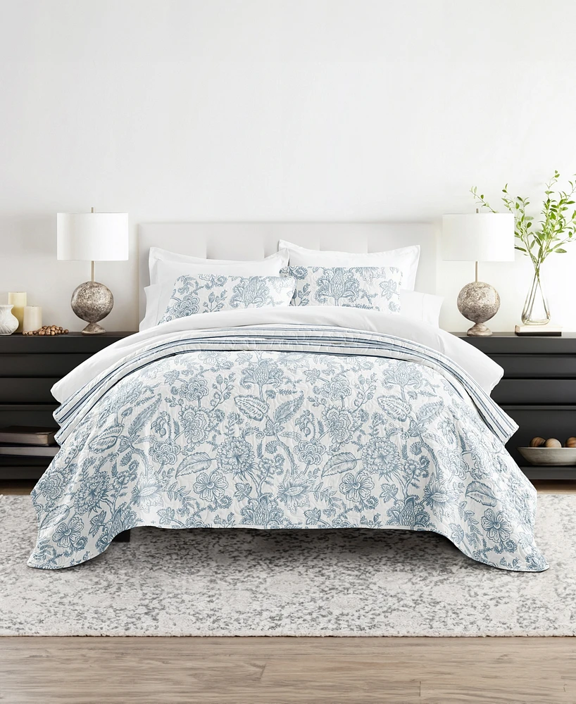 ienjoy Home Jacobean and Stripe Reversible 2-Pc. Quilt Set, Twin/Twin Xl