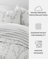 ienjoy Home Sprouting Vines Stripe Reversible 2-Pc. Quilt Set, Twin/Twin Xl