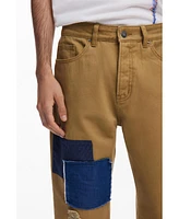 Desigual Men's Turn-up hem patch trousers