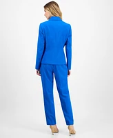 Le Suit Women's Crepe One-Button Straight-Leg Pantsuit