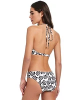 Red Carter Womens Chain Trim Shirred Bandeau Bikini Top Hipster Bikini Bottoms
