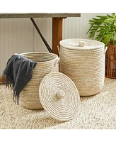 Rivergrass Hamper Baskets With Lids, Set Of 2