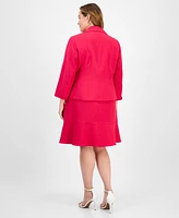 Le Suit Plus Tulip Collar Jacket & Tiered Skirt