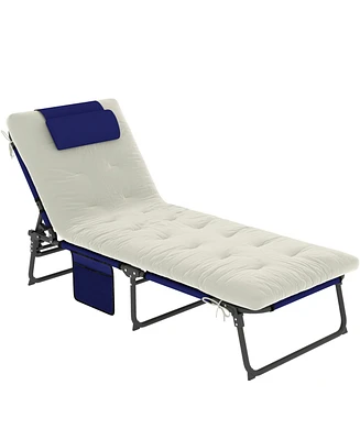 Outsunny Folding Chaise Lounge w/ Cushion, Reclining ning Chair,