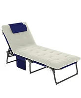 Outsunny Folding Chaise Lounge w/ Cushion, Reclining ning Chair,