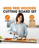 Cheer Collection Wood Cutting Board Set with Attachments