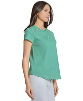 Jones New York Petite Button Detailed T-Shirt