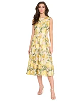 Tahari Asl Women's Floral-Embroidered A-Line Midi Dress