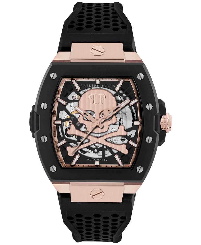 Philipp Plein Men's Automatic The Skeleton 2.0 Black Silicone Strap Watch 44mm
