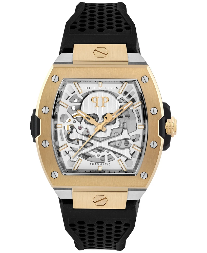 Philipp Plein Men's Automatic The Skeleton 2.0 Black Silicone Strap Watch 44mm