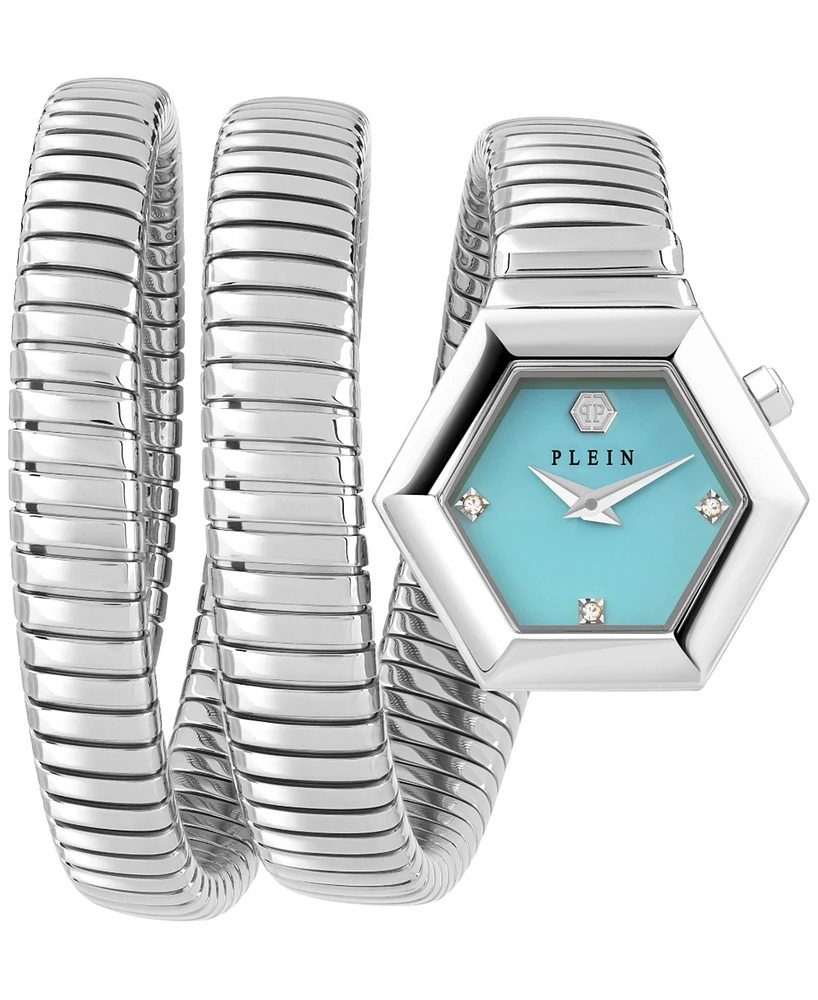 Philipp Plein Women's Snake Hexagon Stainless Steel Wrap Bracelet Watch 28mm