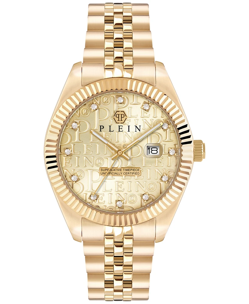 Philipp Plein Men's Date Superlative Gold Ion Plated Stainless Steel Bracelet Watch 41mm