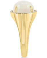 Effy Ethiopian Opal (4-1/3 ct. t.w.) & Diamond (1/6 ct. t.w.) Halo Ring in 14k Gold-Plated Sterling Silver