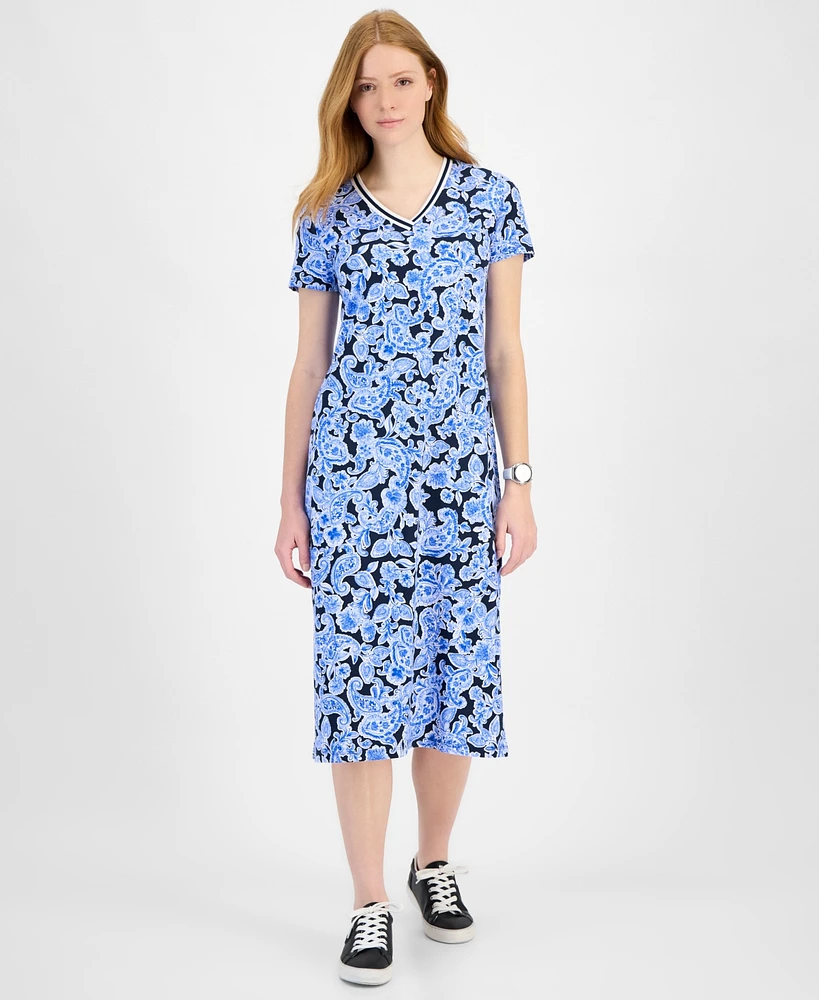 Tommy Hilfiger Women's Paisley-Print V-Neck Midi Dress