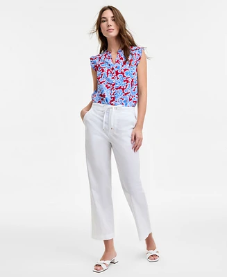 Tommy Hilfiger Women's Cotton Tie-Front Ankle Pants