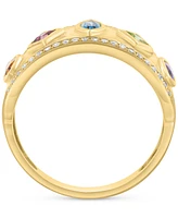 Effy Multi Gemstone (5/8 ct. t.w.) & Diamond (1/8 ct. t.w.) Mixed-Cut Statement Ring in 14k Gold-Plated Sterling Silver
