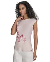 Calvin Klein Petite Sleeveless Printed Blouse