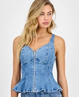Guess Women's Anika Denim Peplum Top